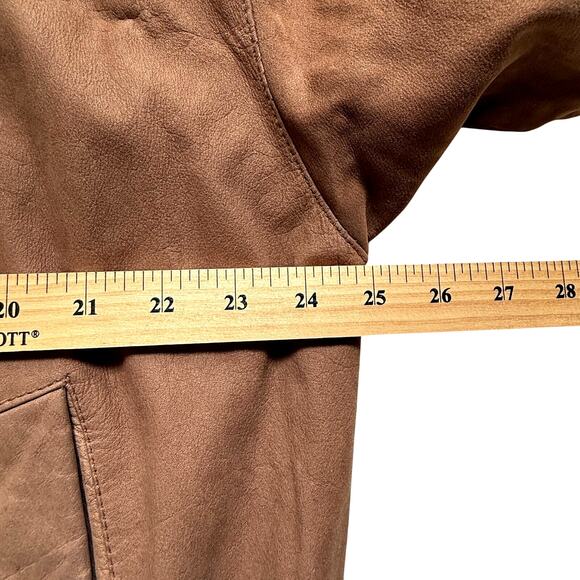 VTG 80s Roundtree & Yorke Leather Bomber Jacket Mens sz L Brown Indie Western - Picture 4 of 9